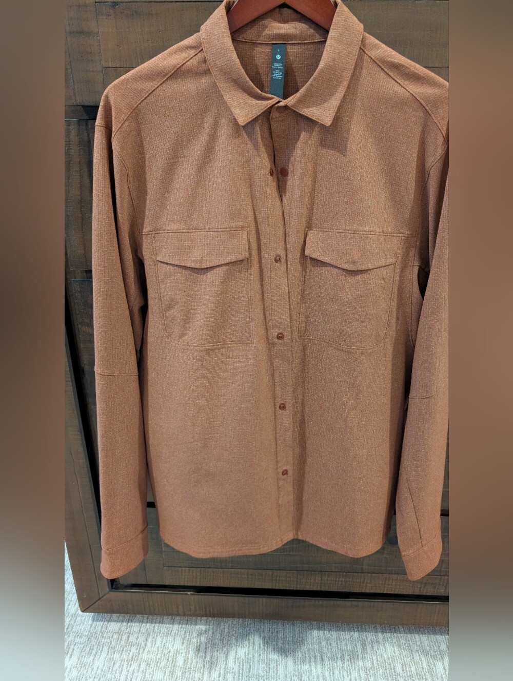 lululemon athletica Men's Rust-Tan Button-Front Shirt Jacket